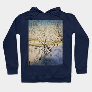 Trees in winter landscape watercolour painting Hoodie